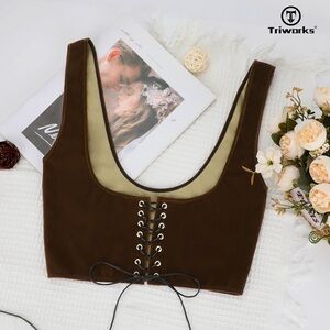 NWOT Lace Up Underbust Corset Vest in Brown